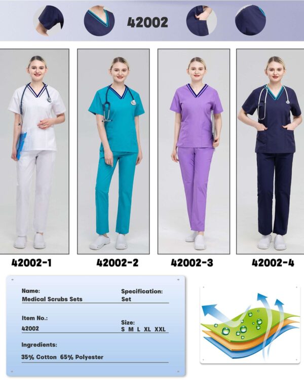 Contrast-Trim V-Neck Scrub Set — wholesale medical scrubs style 42002 by GoMedWear
