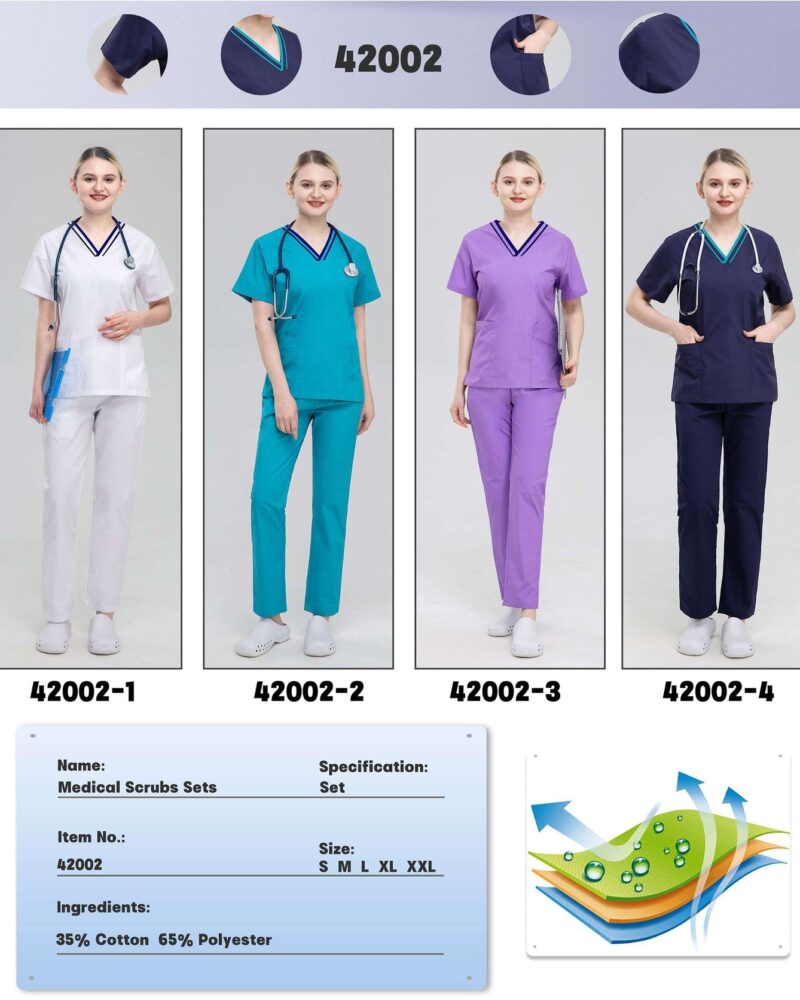 Contrast-Trim V-Neck Scrub Set — wholesale medical scrubs style 42002 by GoMedWear