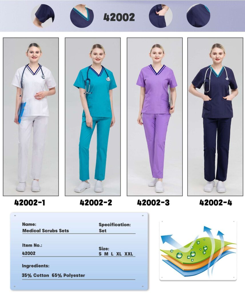 Contrast-Trim V-Neck Scrub Set — wholesale medical scrubs style 42002 by GoMedWear