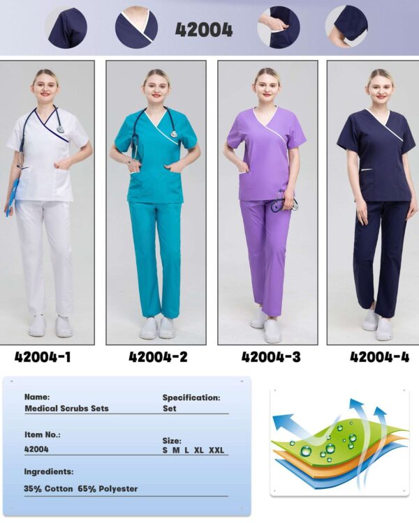 Mock-Wrap Contrast Scrub Set — wholesale medical scrubs style 42004 by GoMedWear