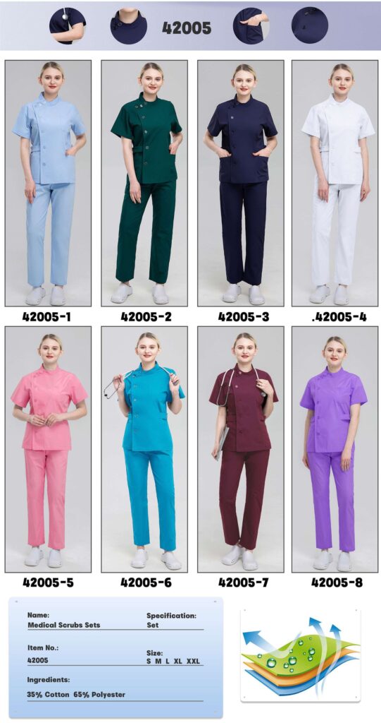 Mandarin-Collar Button Scrub Set — wholesale medical scrubs style 42005 by GoMedWear