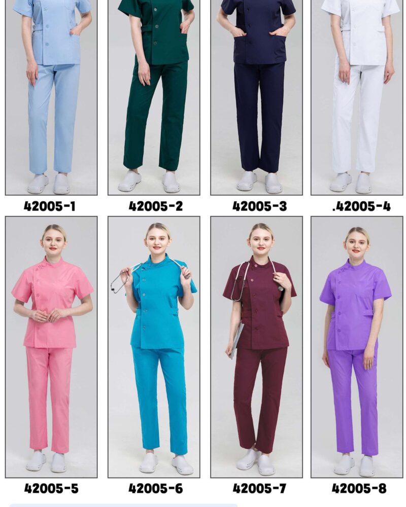 Mandarin-Collar Button Scrub Set — wholesale medical scrubs style 42005 by GoMedWear
