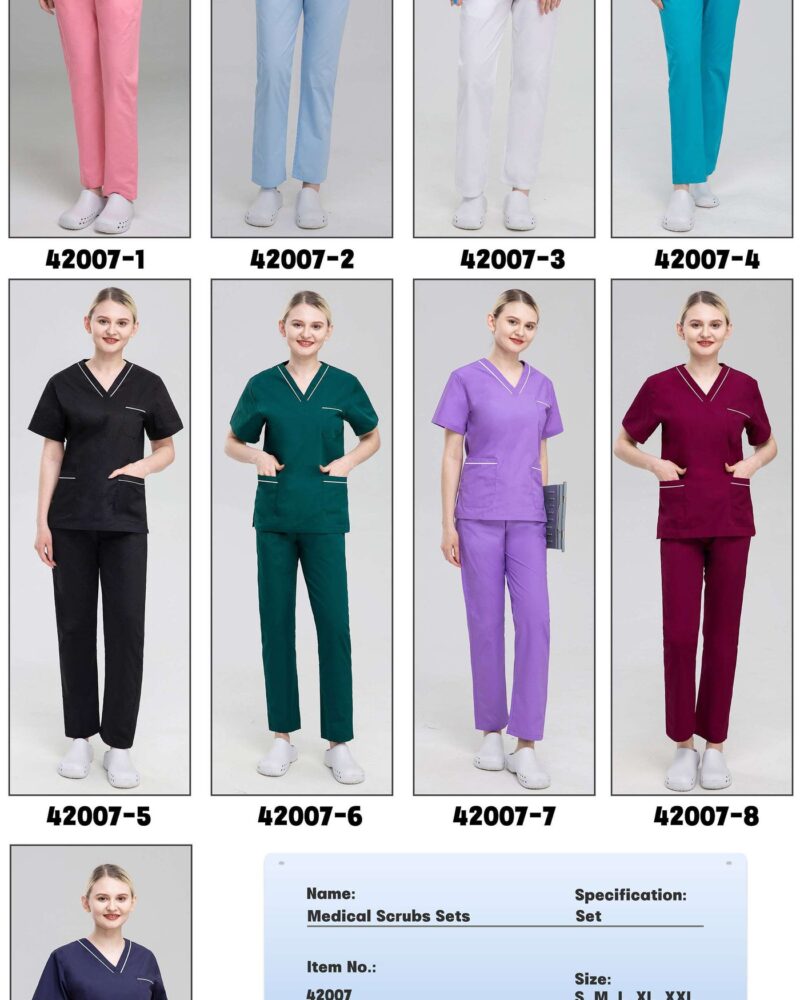 Piped V-Neck Scrub Set — wholesale medical scrubs style 42007 by GoMedWear