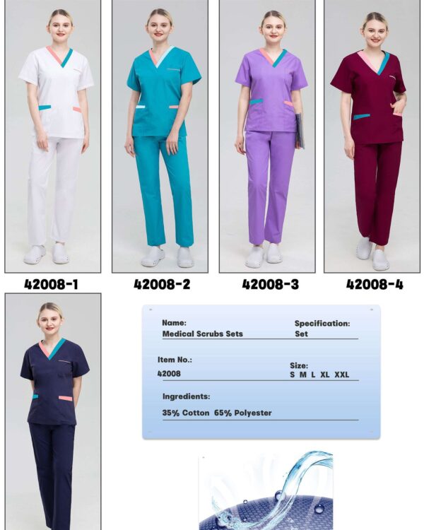 Two-Tone V-Neck Scrub Set — wholesale medical scrubs style 42008 by GoMedWear