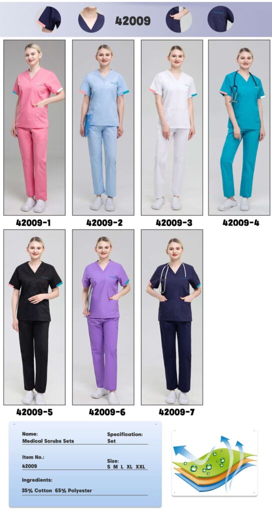 Cuff-Contrast Scrub Set — wholesale medical scrubs style 42009 by GoMedWear