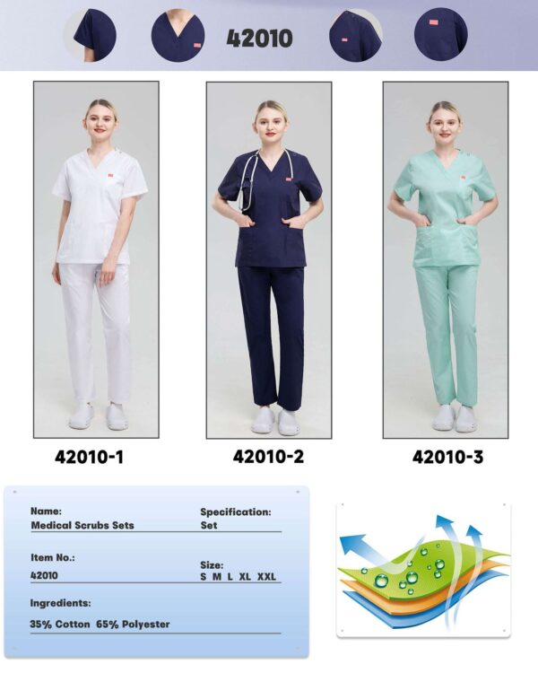 Shoulder-Snap Logo-Tab Scrub Set — wholesale medical scrubs style 42010 by GoMedWear