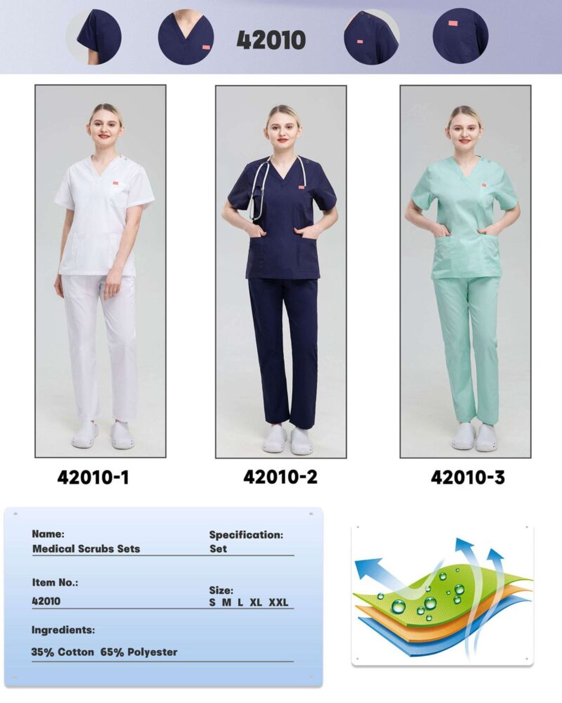 Shoulder-Snap Logo-Tab Scrub Set — wholesale medical scrubs style 42010 by GoMedWear