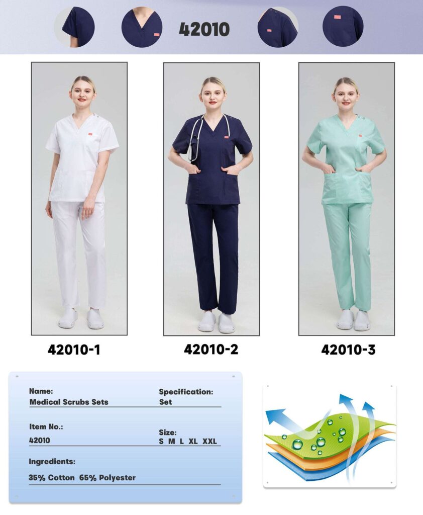 Shoulder-Snap Logo-Tab Scrub Set — wholesale medical scrubs style 42010 by GoMedWear