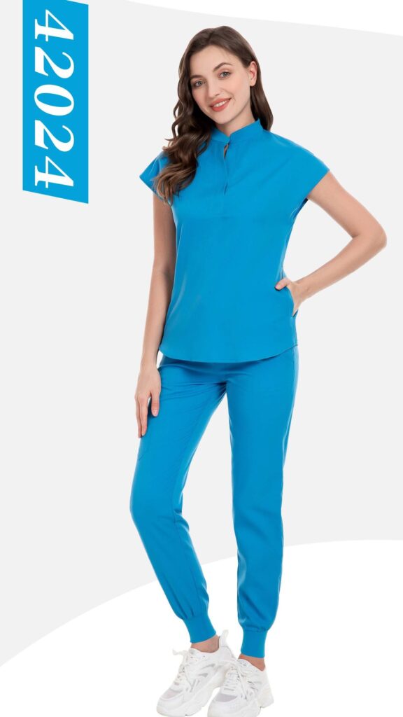 Stand-Collar Cap-Sleeve Jogger Set — wholesale medical scrubs style 42024 by GoMedWear