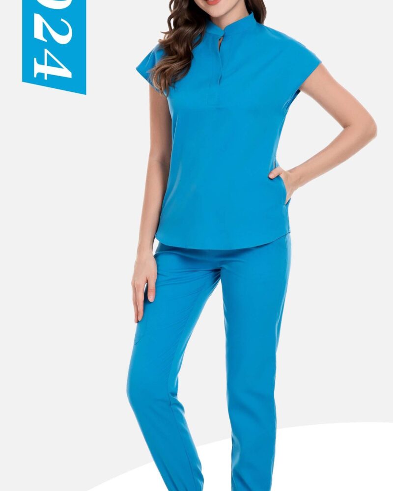 Stand-Collar Cap-Sleeve Jogger Set — wholesale medical scrubs style 42024 by GoMedWear