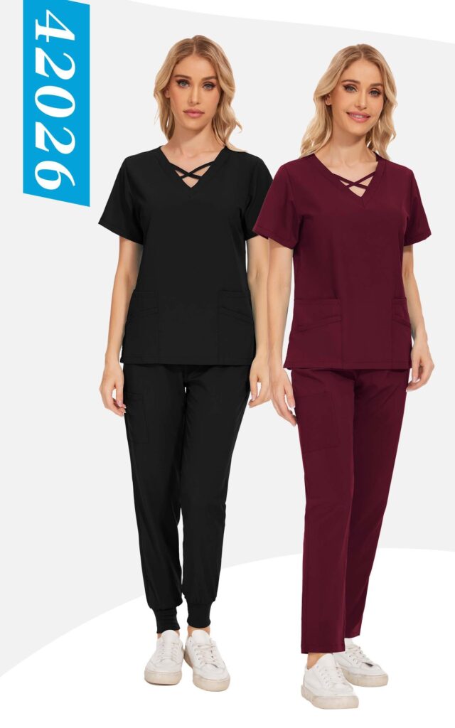 Crisscross-Neck Scrub Set — wholesale medical scrubs style 42026 by GoMedWear