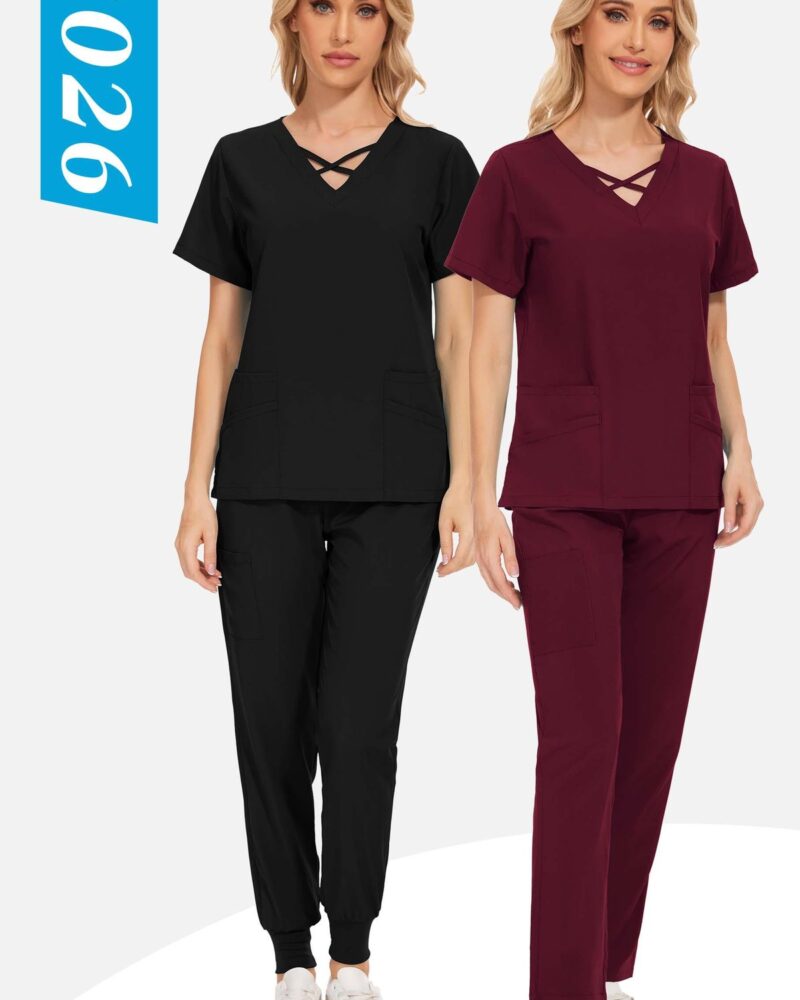 Crisscross-Neck Scrub Set — wholesale medical scrubs style 42026 by GoMedWear
