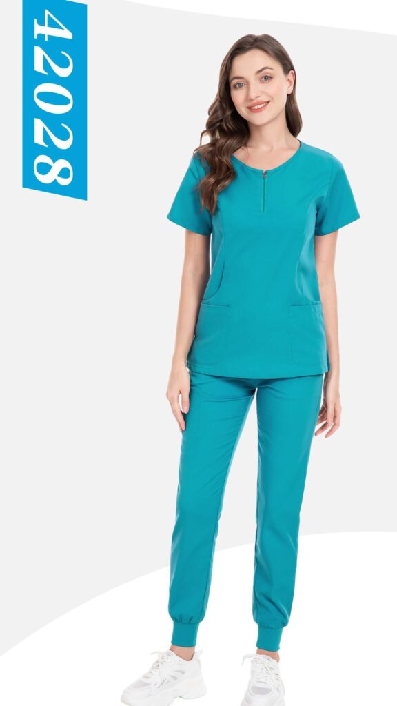 Zip U-Neck Jogger Set — wholesale medical scrubs style 42028 by GoMedWear