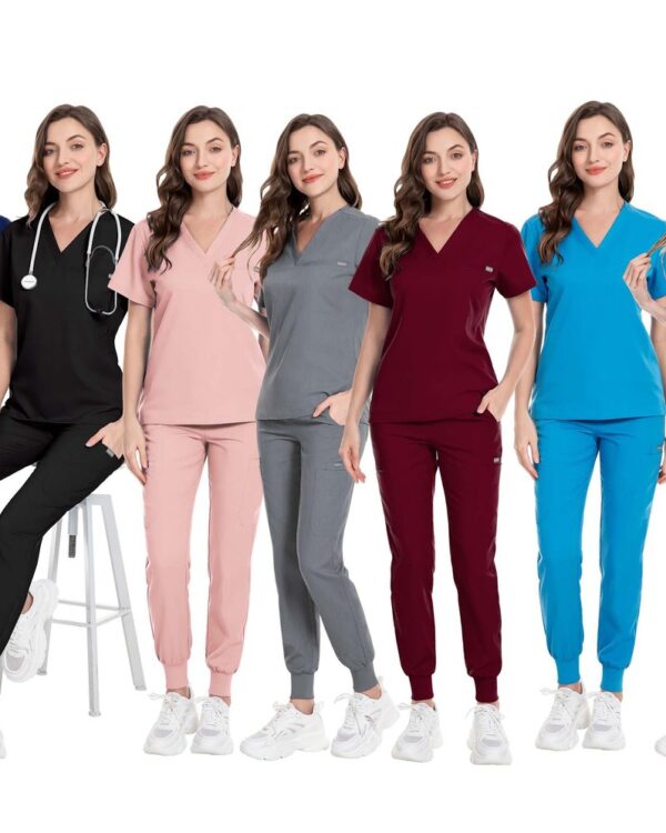 Back-Tailored V-Neck Jogger Set — wholesale medical scrubs style 42031 by GoMedWear
