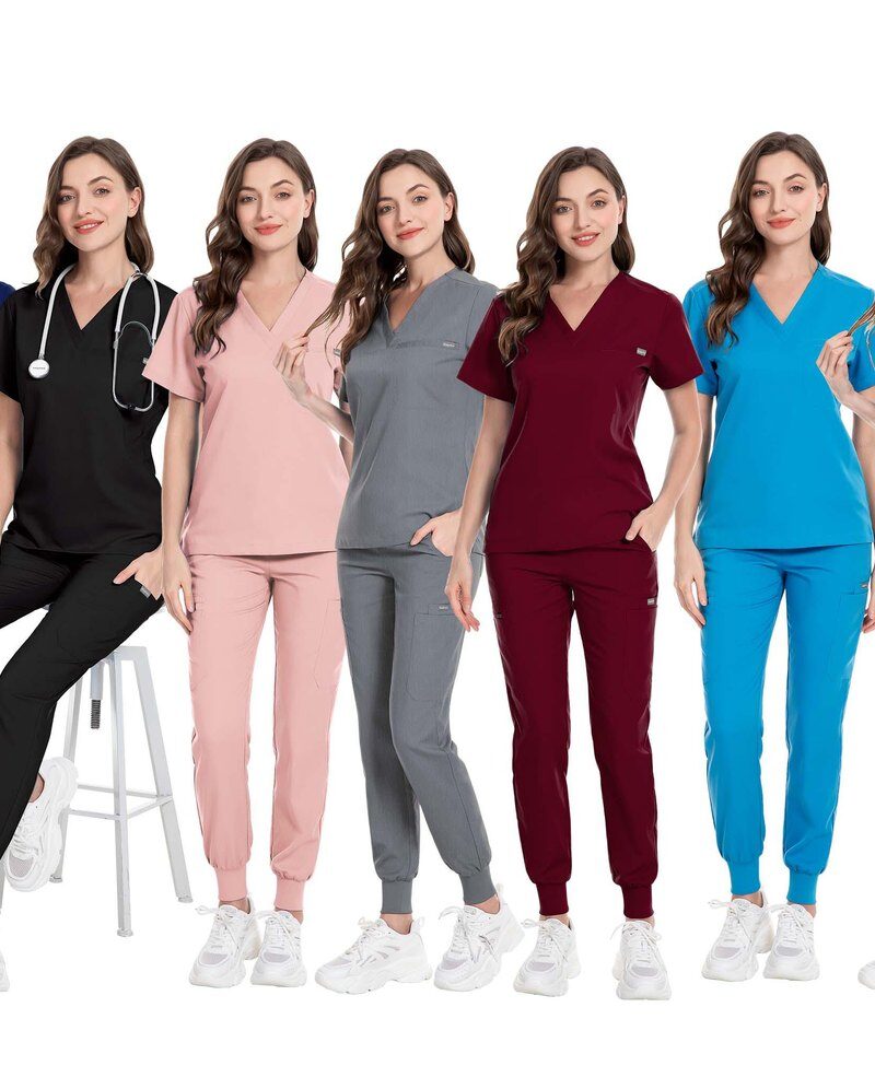 Back-Tailored V-Neck Jogger Set — wholesale medical scrubs style 42031 by GoMedWear