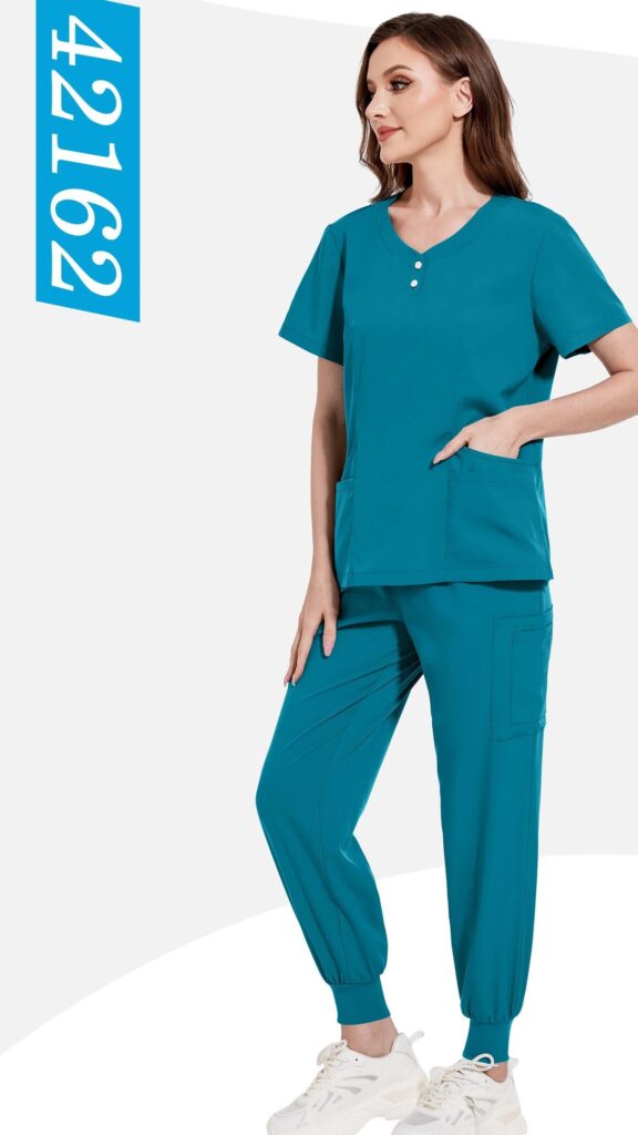 Henley-Button Jogger Set — wholesale medical scrubs style 42162 by GoMedWear