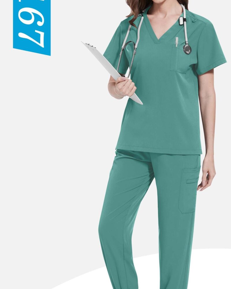 Fashion-Collar Cargo Jogger Set — wholesale medical scrubs style 42167 by GoMedWear